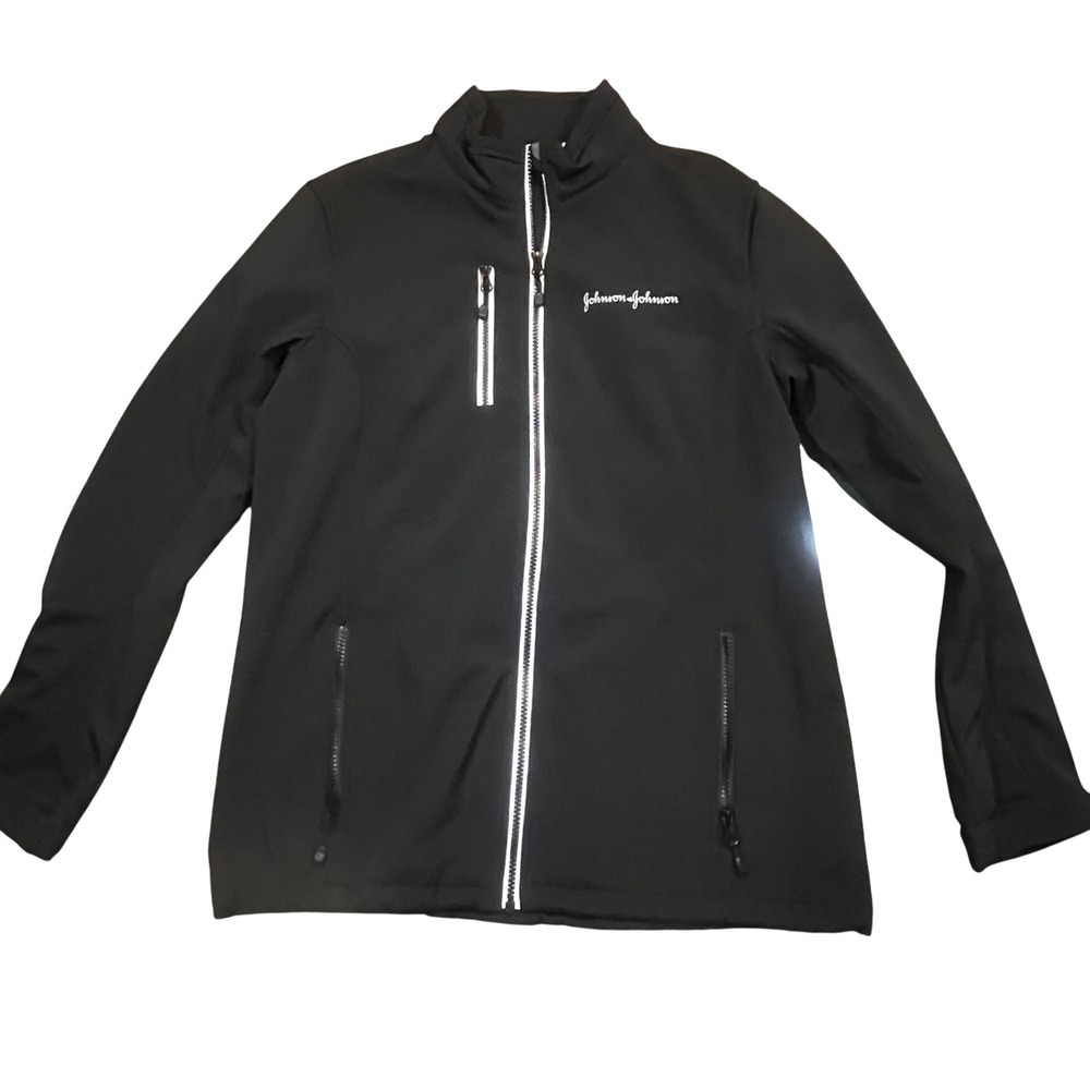 Johnson & Johnson employee Womens Black Softshell Jacket Full Zip L